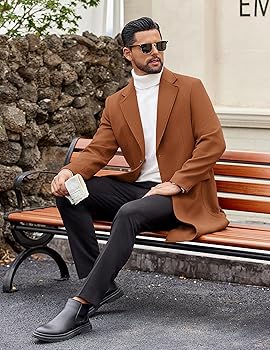 COOFANDY Mens Trench Coat Long Casual Single Brested Overcoat