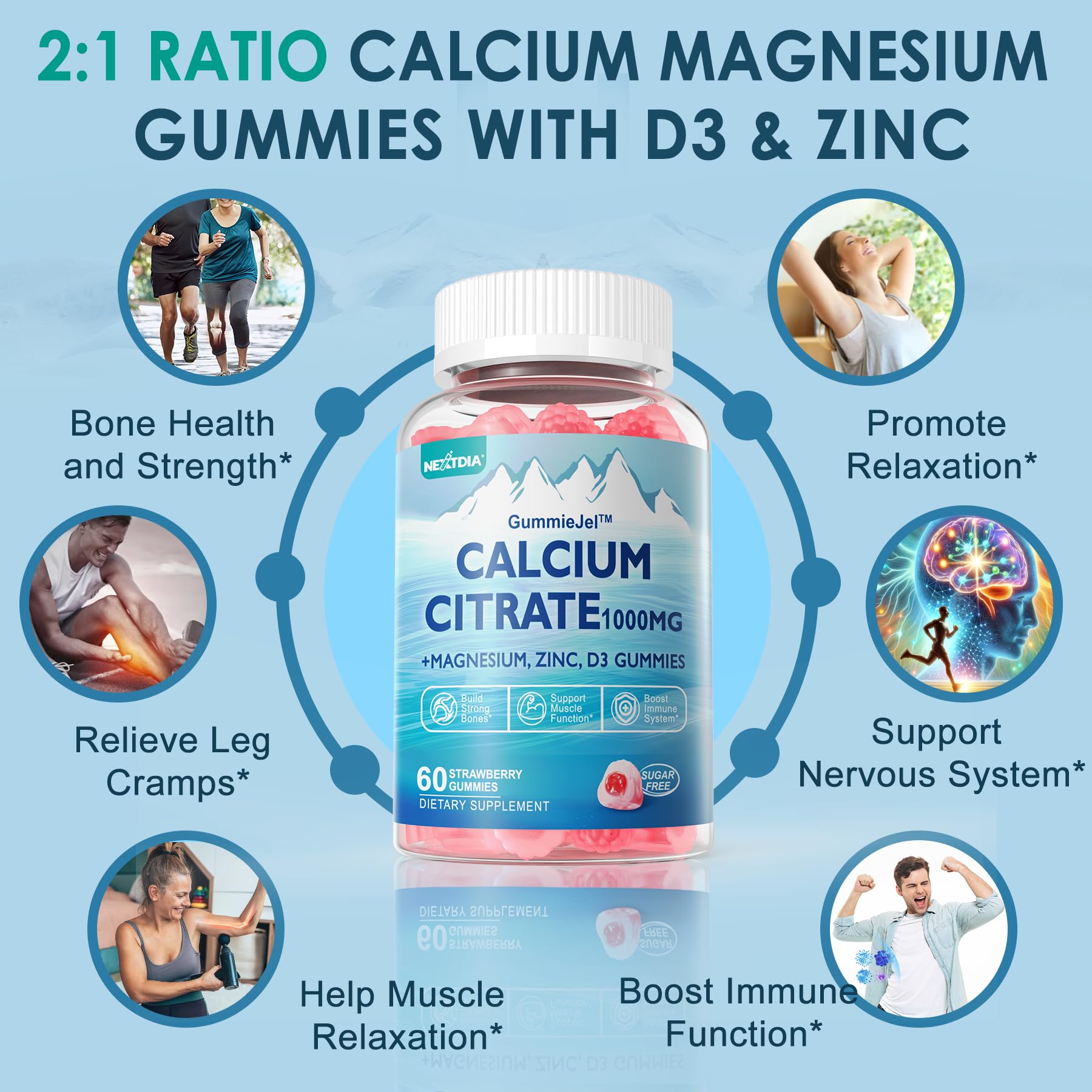 Calcium Citrate Gummies with Vitamin D3 1000IU for Women & Men, 60Cts — Amazon image 4