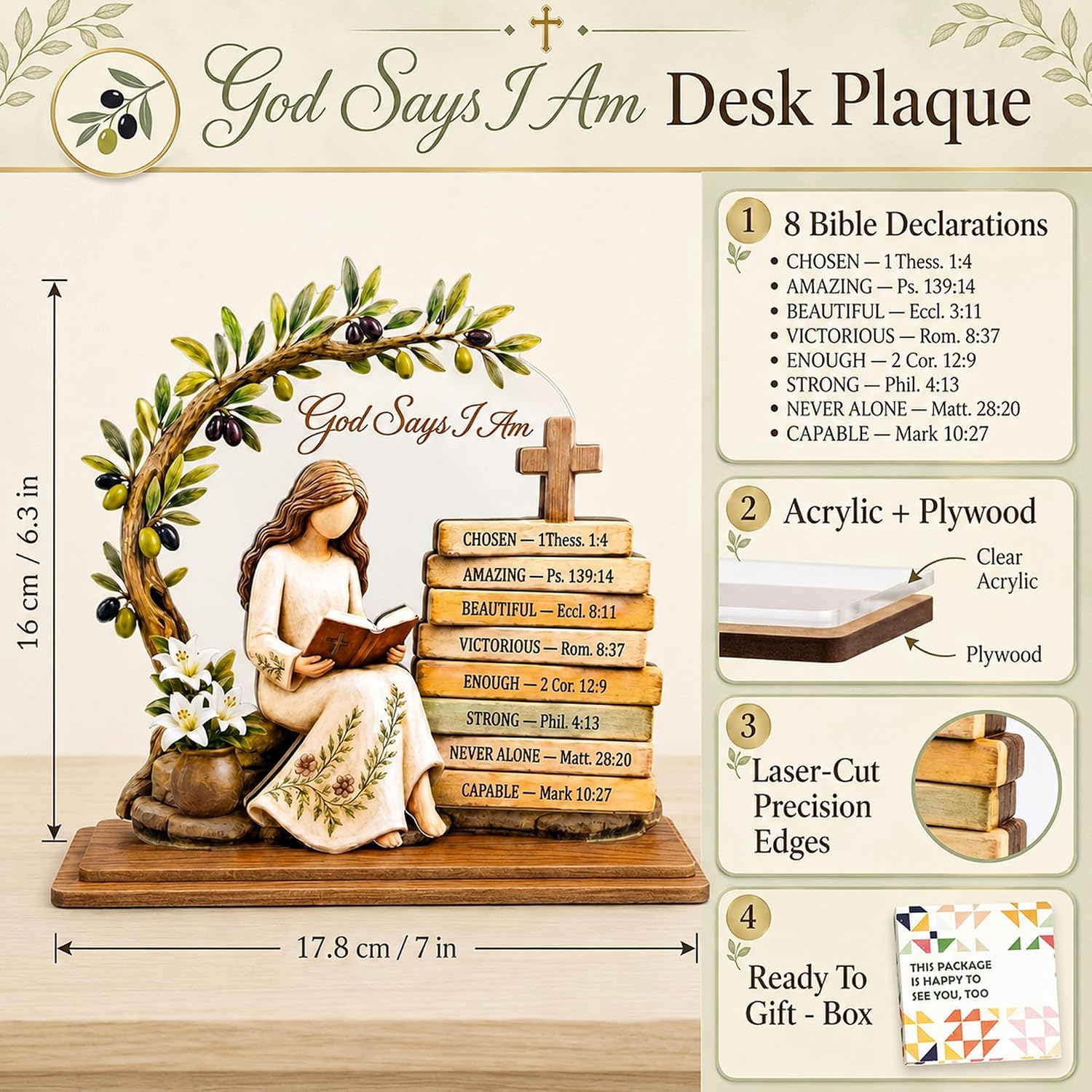 God Says I Am Christian Table Decor, Christian Gifts for Women