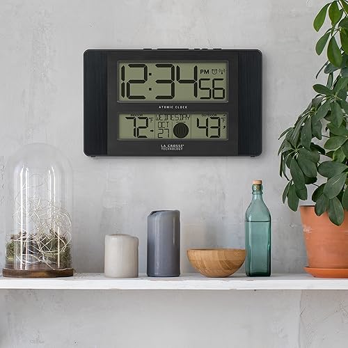 Miniatura 7 de La Crosse Technology Reloj digital de paredmesa atómico, 11.1 x 6.5 pulgadas (513-1417BS)