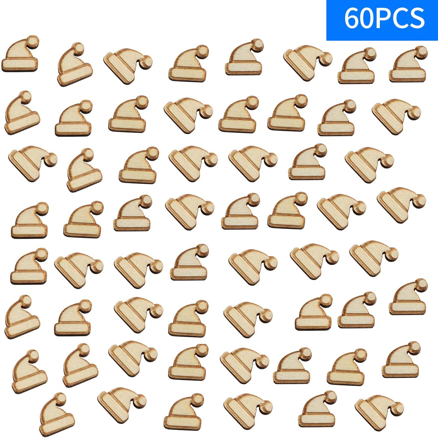 60 Pieces Mini Wood Stud Earring Blanks Wooden Jewelry Accessories (Santa Hat)