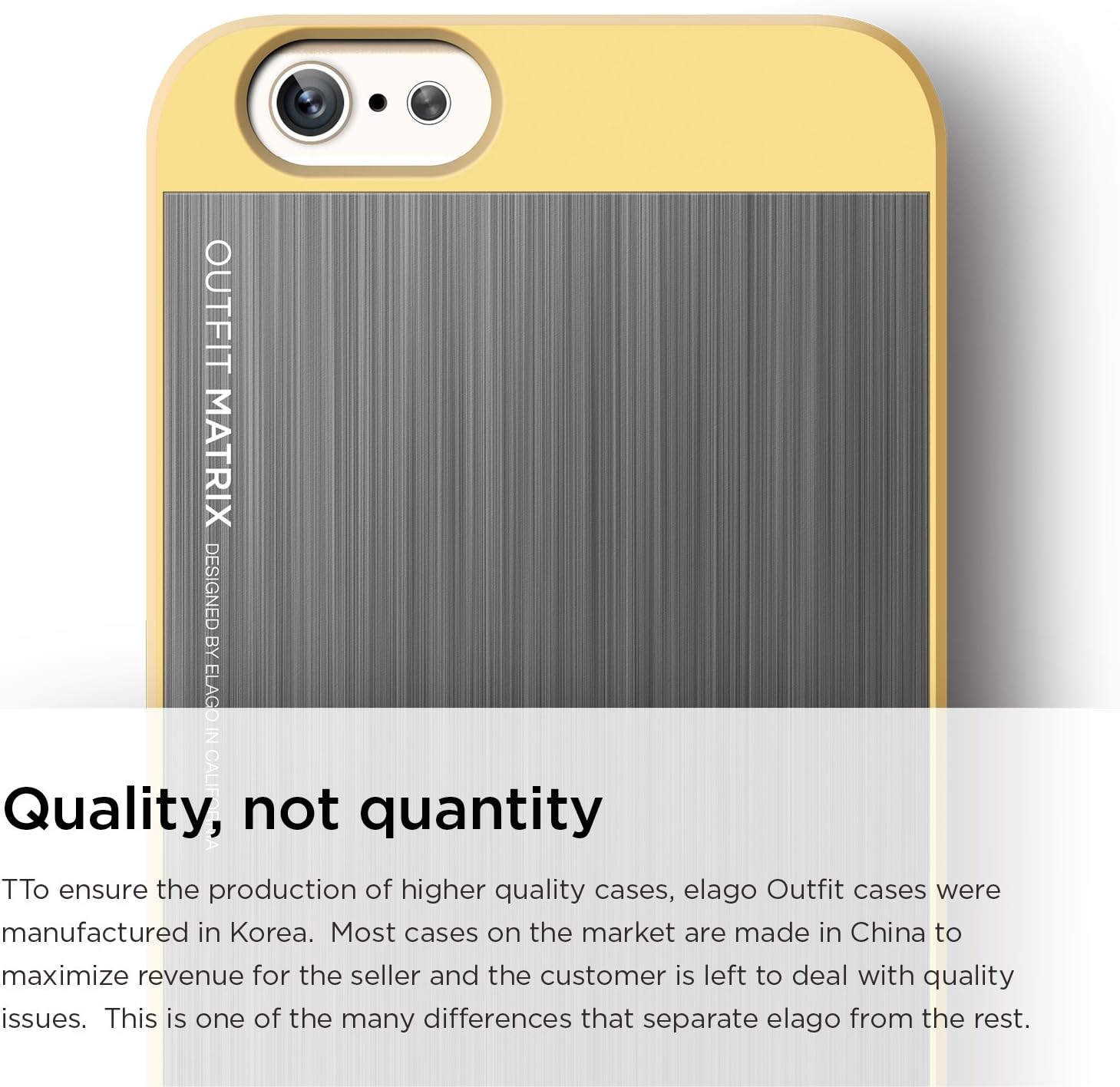iPhone 6S Case, elago® [Outift Matrix][Creamy Yellow/Dark Grey] - [Premium Hybrid Construction][Brushed Aluminum][Spark Design Award] - for iPhone 6/6S