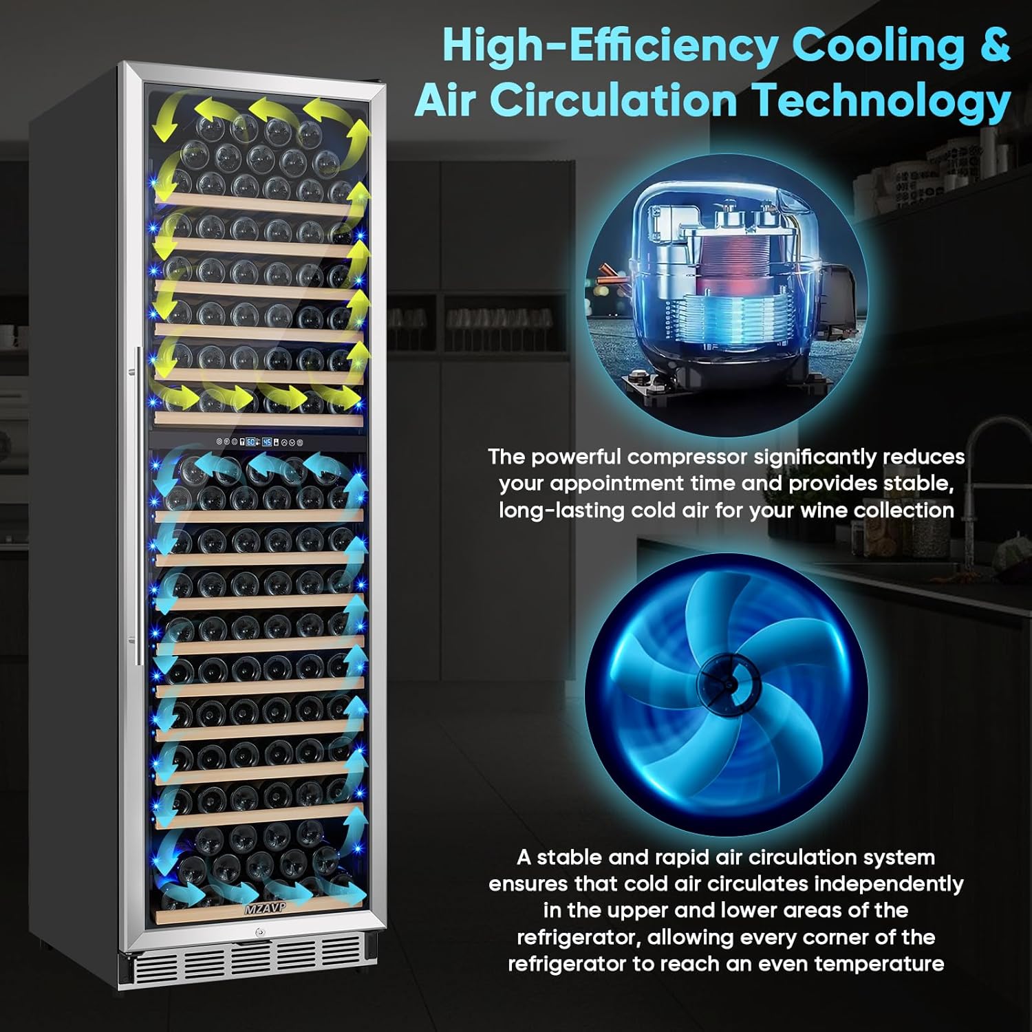 Wine and Beverage Cooler & 200 Bottle Dual-Zone Wine Fridge Combo, Built-In/Freestanding Glass Door Fridge, Office/Bar/Home Use, Advanced Compressor & Low Noise (Silver)