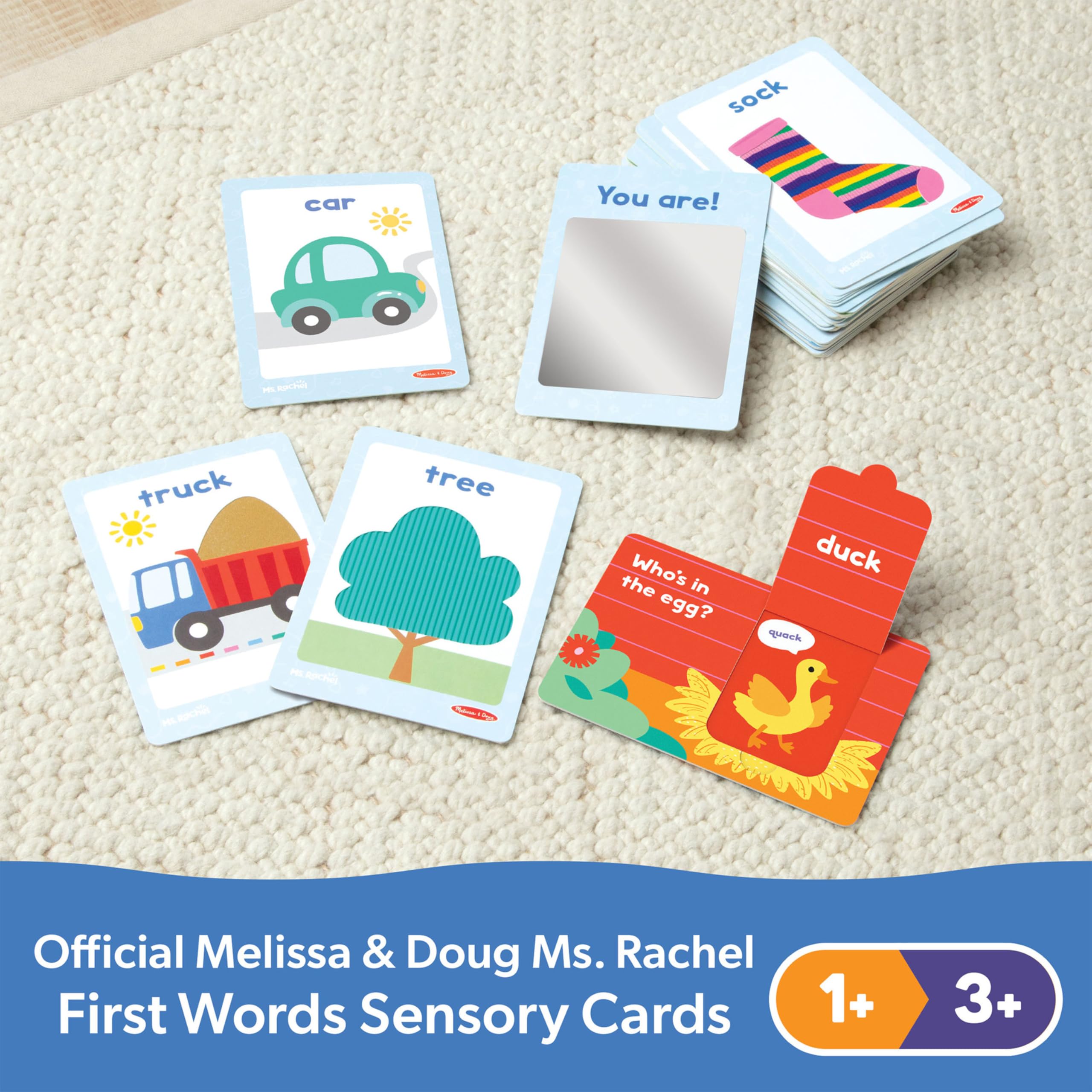 Melissa & Doug® Ms. Rachel™ First Words - Flashcard sensoriali, giocattolo educativo per bambini e bambine