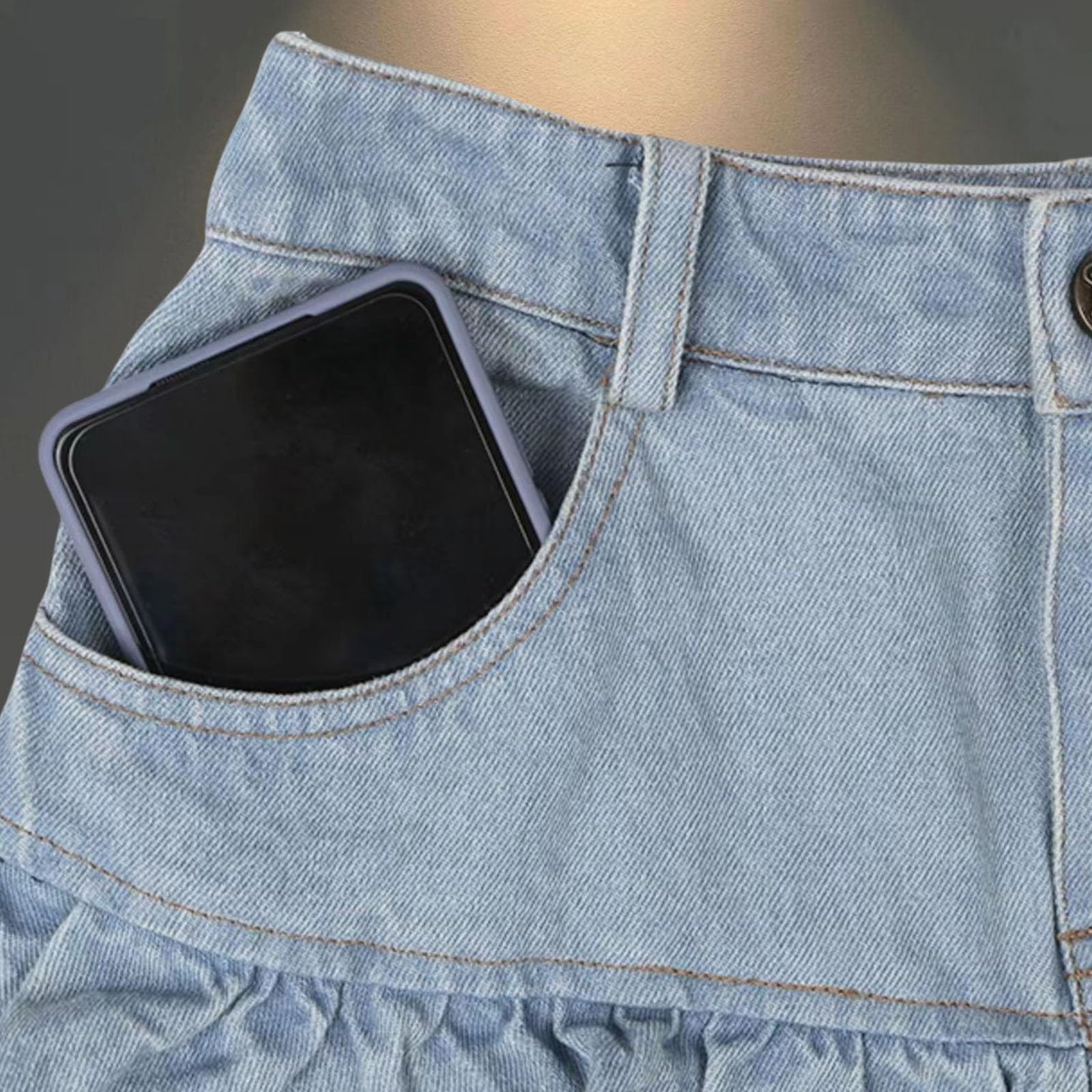 Gonna Elegante Donna Invernale,Gonna in Denim Casual Elegante con Pieghe testurizzate per Uso Quotidiano Capo Versatile Moda Comoda Ideale Occasioni