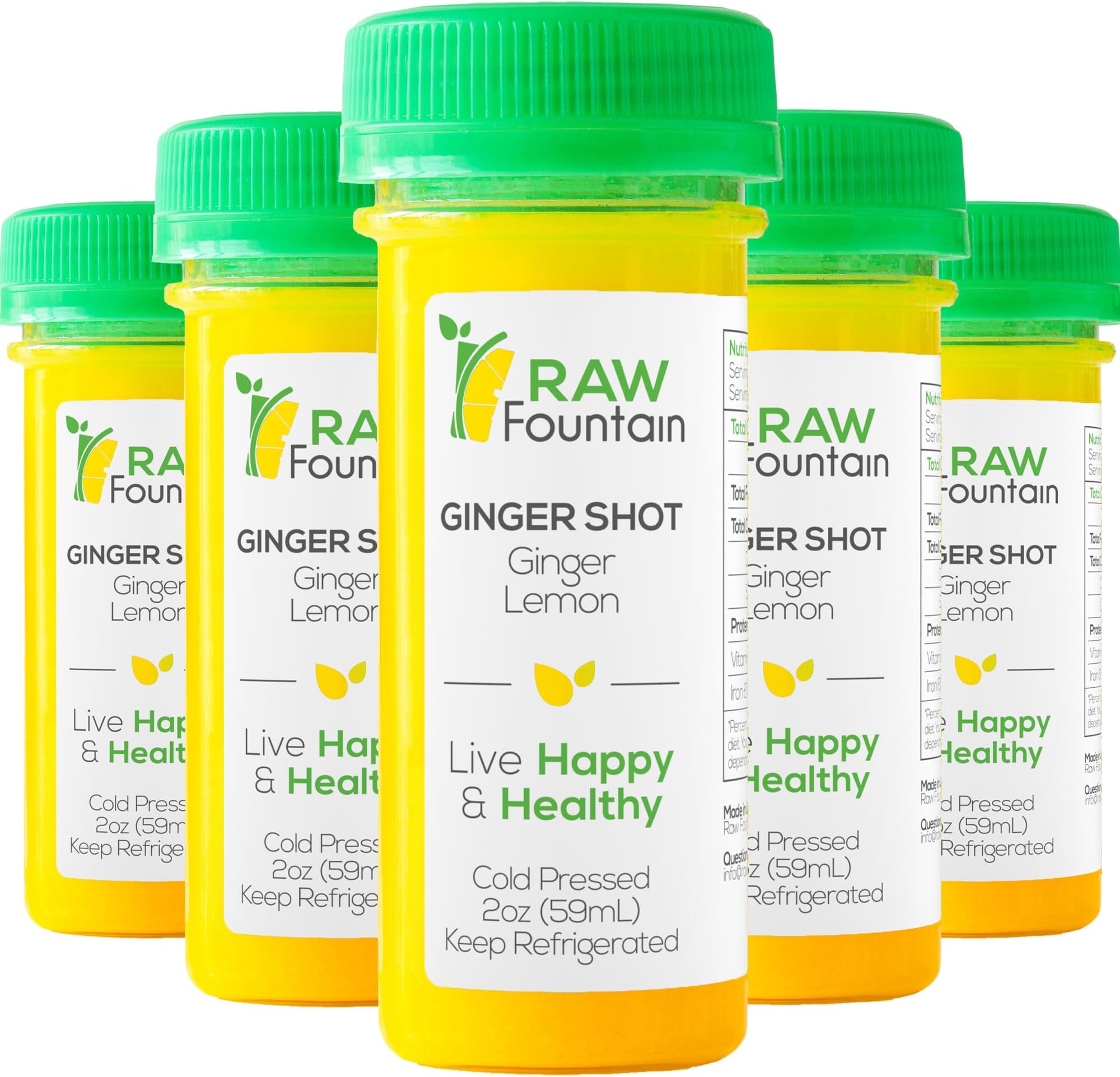 20 Ginger Shots with Lemon 2fl Oz, Vitamin C, Raw and Cold Pressed, Unpasteurized, Boosts Immunity, All Natural, No Artificial Flavors or Preservatives