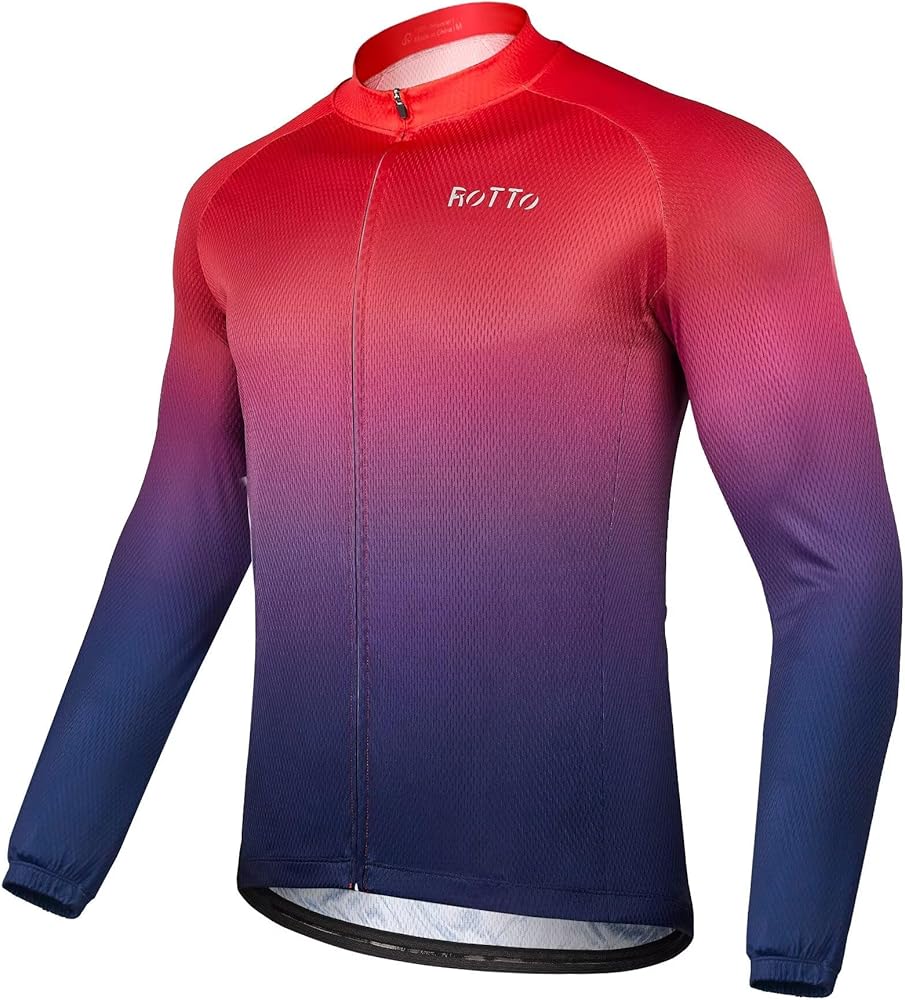 Amazon.com: ROTTO Cycling Jersey Mens Bike Shirt Long Sleeve