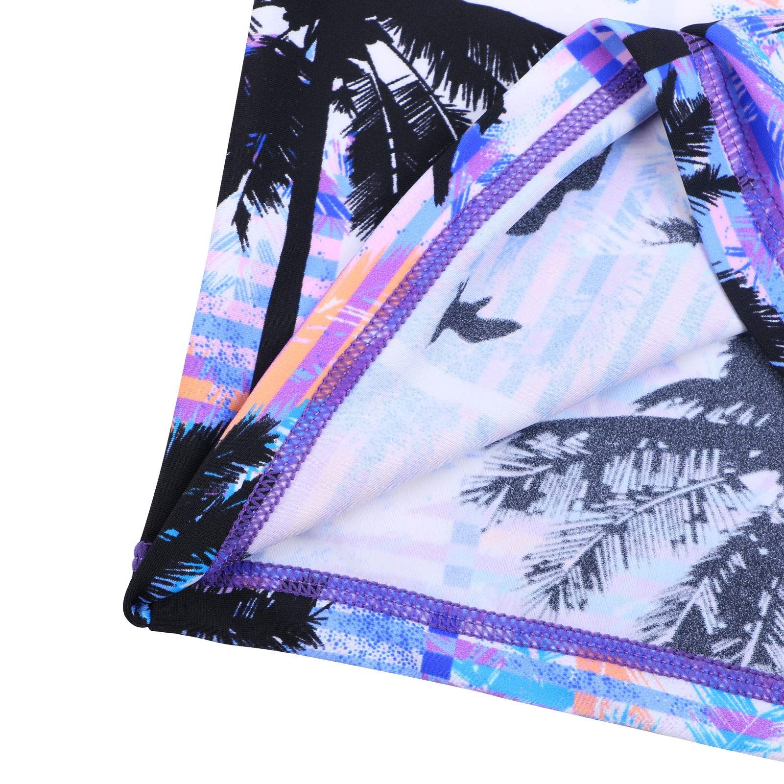 HUAANIUE Filles Enfants Maillot de Bain 2 Pièces Anti-UV UPF 50+ Enfants Filles Combinaison de Bain Long 3-12 Ans