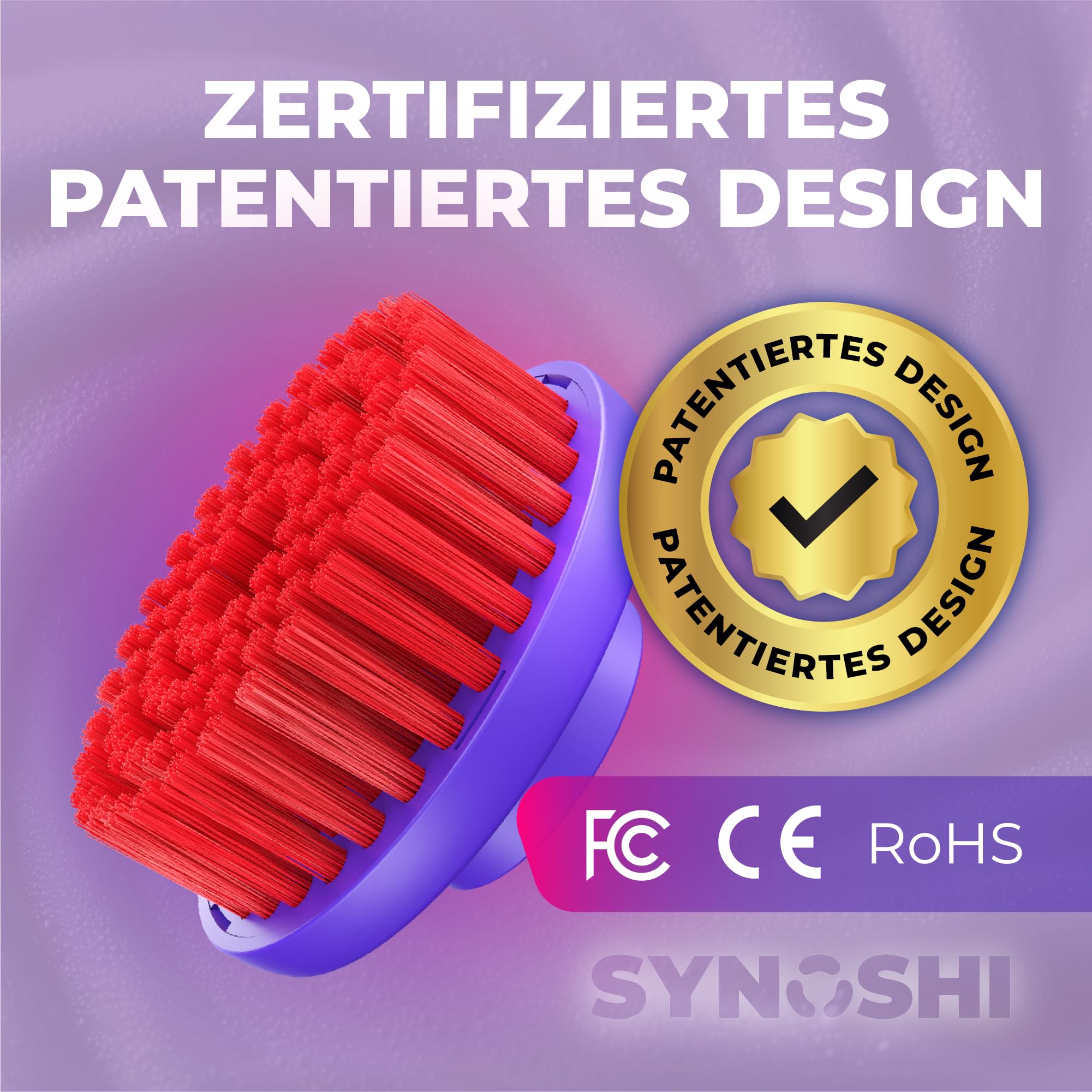 Synoshi Pro Rundbürstenköpfe für Reinigungsbürste, 2er Set | 1 rote & 1 graue Bürste, spülmaschinenfest, für Fliesen, Böden & Gartenmöbel
