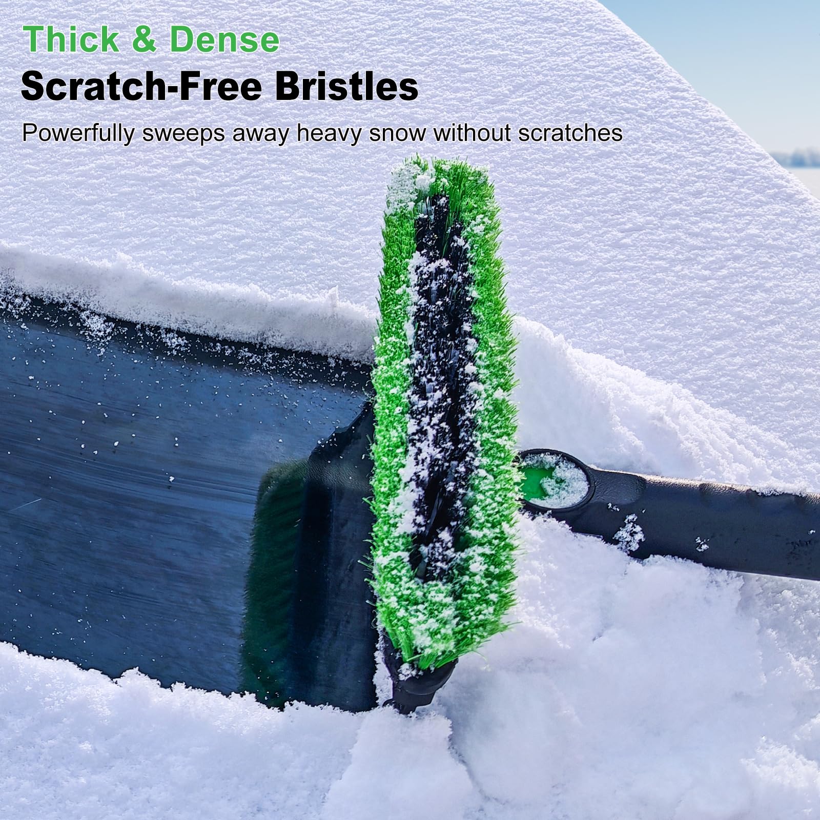 SEAAES Spazzola da neve e raschietto per ghiaccio da 104 cm con tergivetro, raschietto per ghiaccio estensibile per SUV, parabrezza e spazzola con impugnatura in schiuma, per SUV, camion, jeep, camper