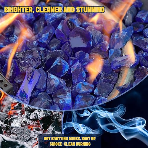Miniatura 4 de Mr. Fireglass Vidrio de fuego triturado para hoguera natural o de propano, 10 libras de rocas de vidrio reciclado decorativo para chimenea y