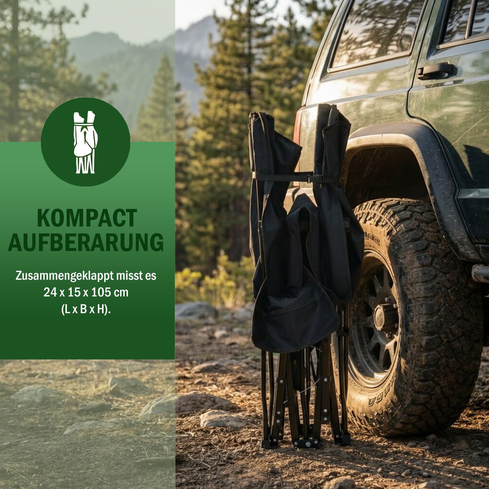 Campingbett feldbett klappbar, verstellbarem Kopfteil & mit bequemer Polsterung– tragbares Campingbett bis 200 kg Belastbarkeit, inklusive Tragetasche