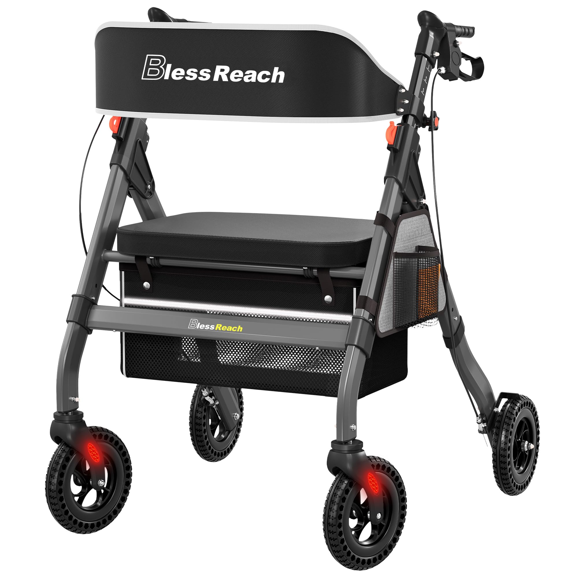 Photo 1 of ***MISSING PARTS***

BlessReach Heavy-Duty Aluminum Rolling Walker - Foldable Rollator Walkers with Seat for Seniors, 450 lb Capacity, 8'' Wheels, 18" Big Seat, 6-Position Height(Gray)