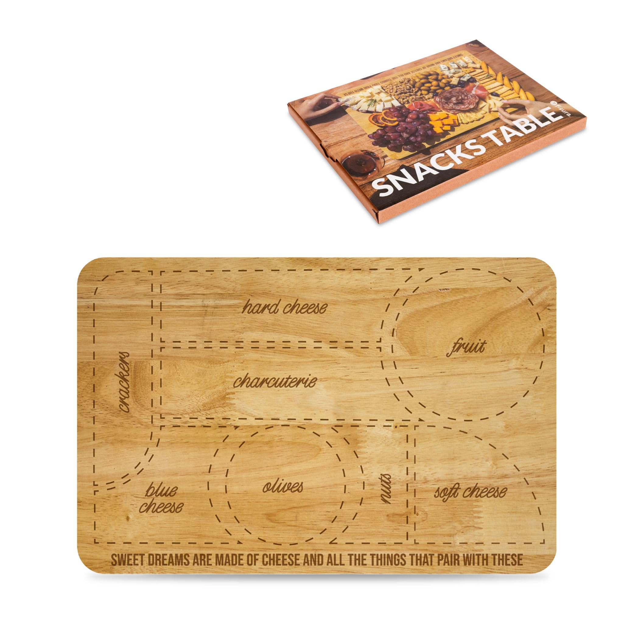 Fisura Bamboo Wood Cheese Board Serving Platter for Cheese, Snacks and Appetizers Large Chopping and Serving Board Ideal for Parties 40 x 30 cm
