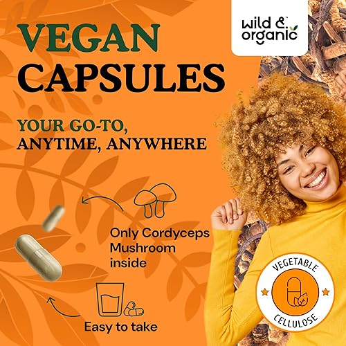 Miniatura 4 de Wild & Organic Cordyceps - Cápsulas de hongos, 90 unidades, suplemento de apoyo inmunológico