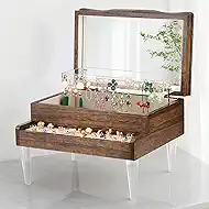 Meangood Piano Shape Wooden Jewelry Box with Mirror, Modern Jewelry Boxes for Women Girls Gift 3-Layer Jewelry Organizer for Bracelet, Earring, Necklace, Ring, Watch (Walnut)