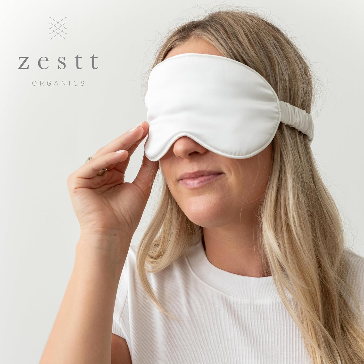 Silk Sleep Mask Set, 100% Mulberry Silk Mask with Hair Scrunchie - Ivory