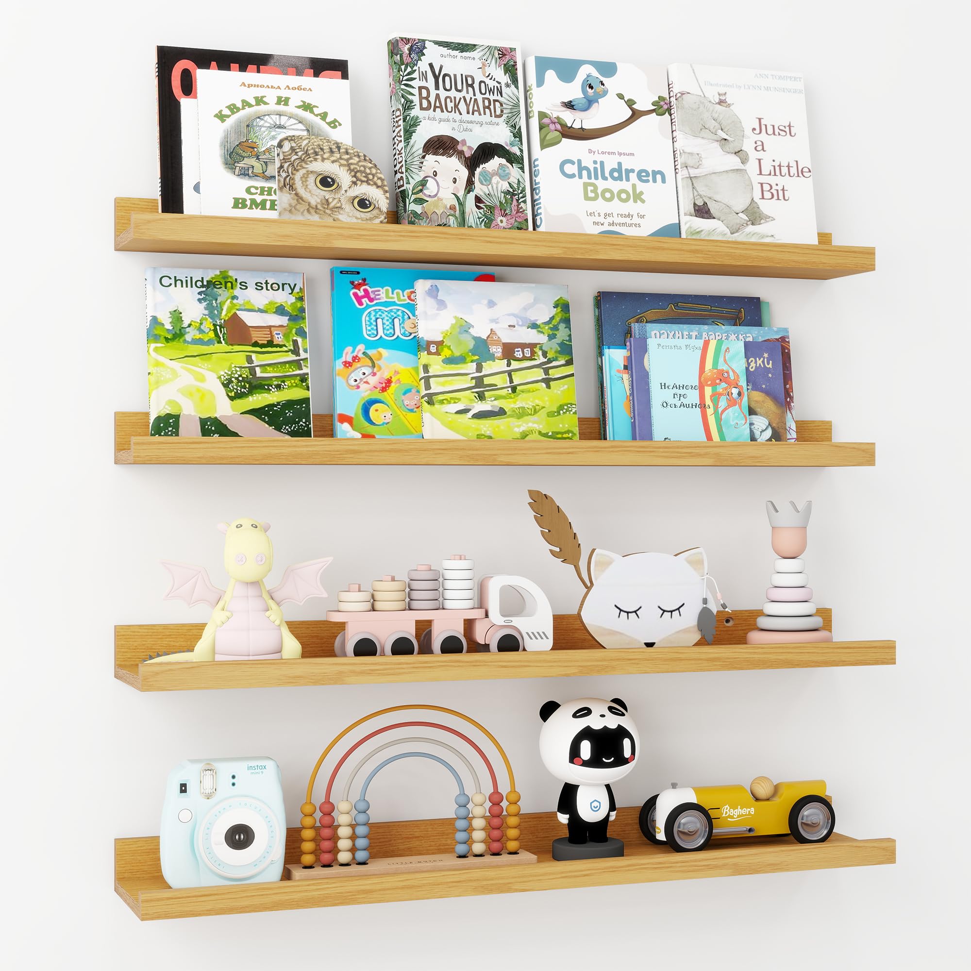 Axeman 30 Inch Floating Shelves | Oak Picture Ledge Shelf Set of 4 | Rustic Wood Wall Shelves with Lip | 30" Oak Picture Shelf for Wall with Ledge |