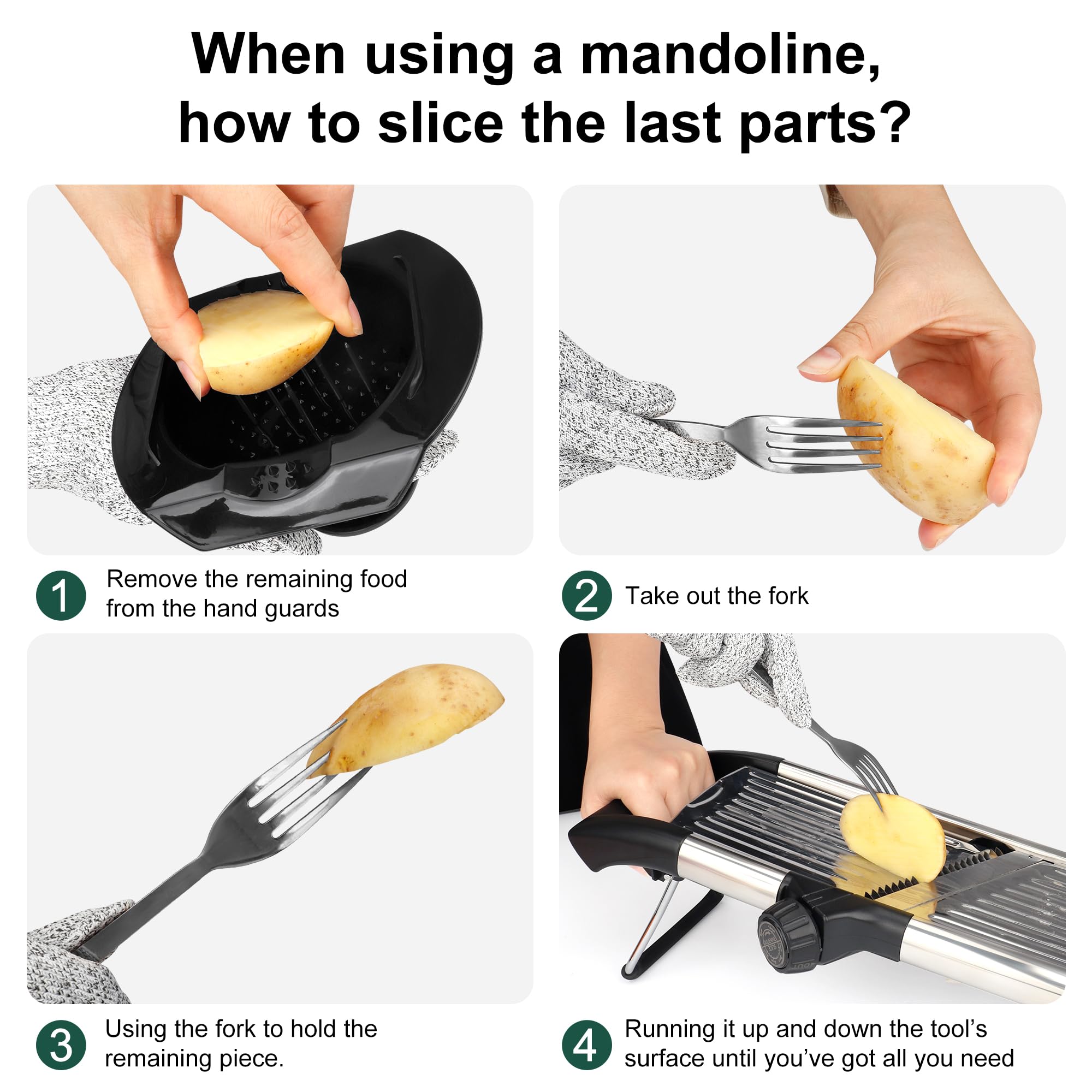 Mandoline Slicer for Kitchen, Adjustable mandoline food slicer, Stainless Steel vegetable slicer with Cut-Resistant Gloves - Image 6