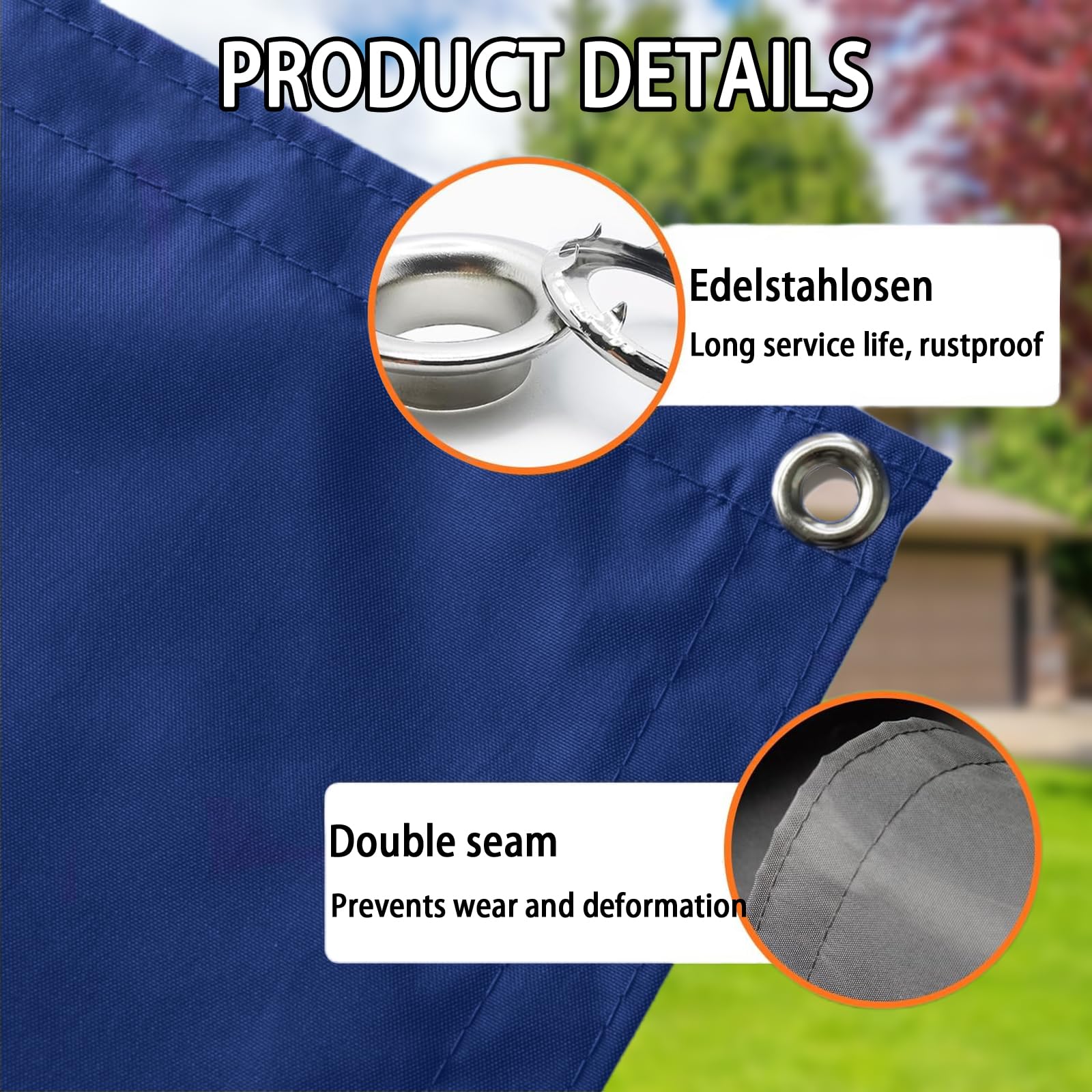 Lona de protección UV de alta calidad, 110 x 1000 cm, 185 g/m², impermeable y resistente al viento, para patio, piscina, jardín, cubierta azul oscuro
