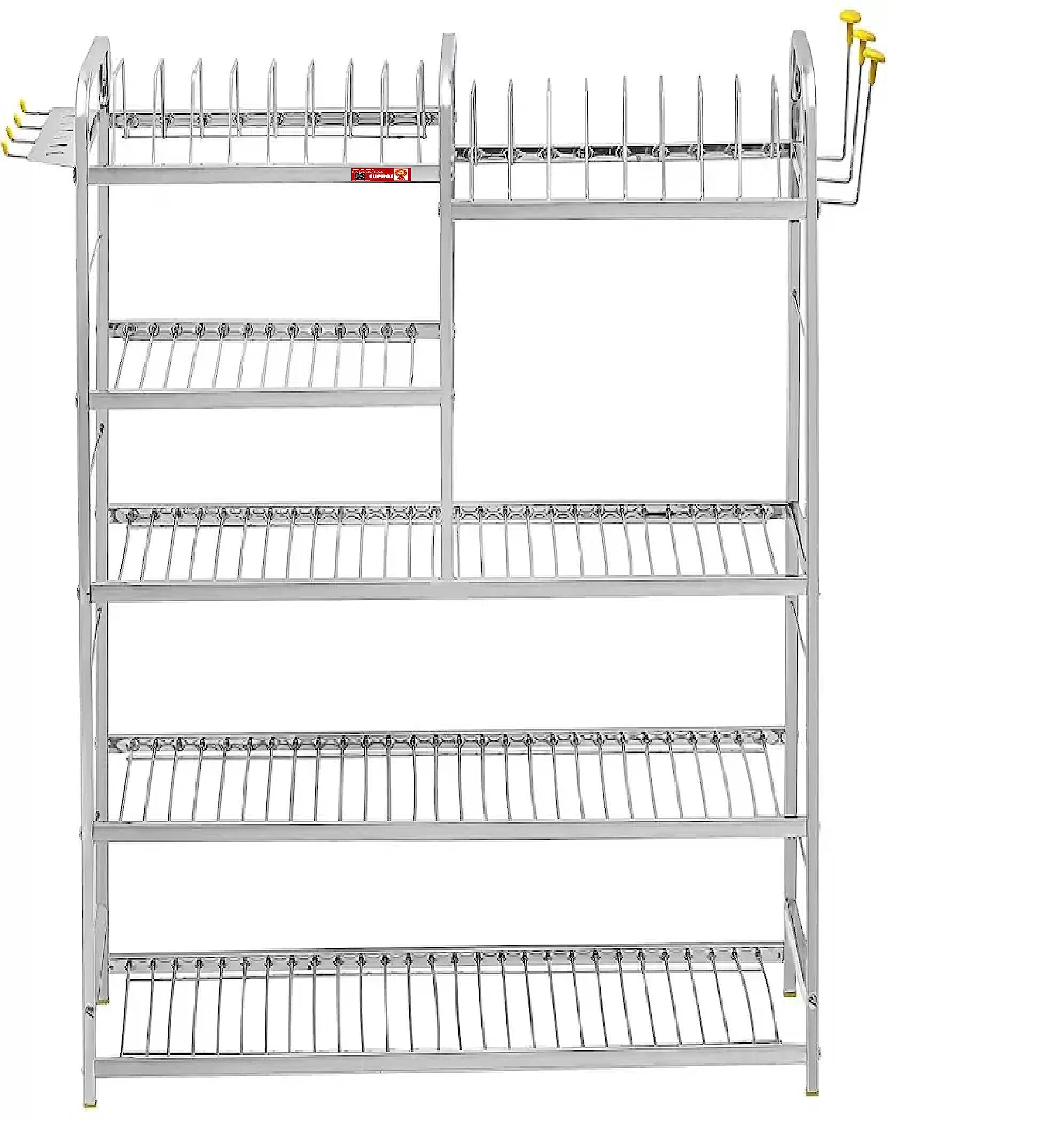 SUPRAS Stainless Heavy Steel Dish Rack with Cutlery and Plate