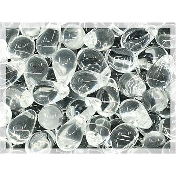 czech 50-piece glass beads 6 x 9 mm teardrop transparent crystal clear