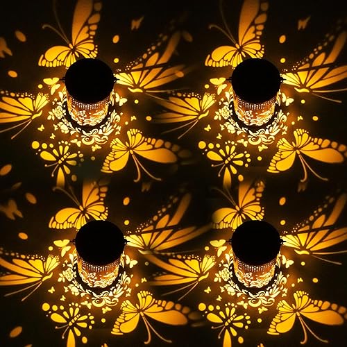 Miniatura 2 de Paquete de 4 faroles solares de mariposa para mujeres, mamá, abuela, para exteriores, impermeables, decoración de jardín, luz decorativa LED
