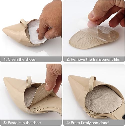 Miniatura 10 de Almohadillas metatarsianas - Insertos de cojín de bola de pie para aliviar el dolor durante todo el día y comodidad, Claro