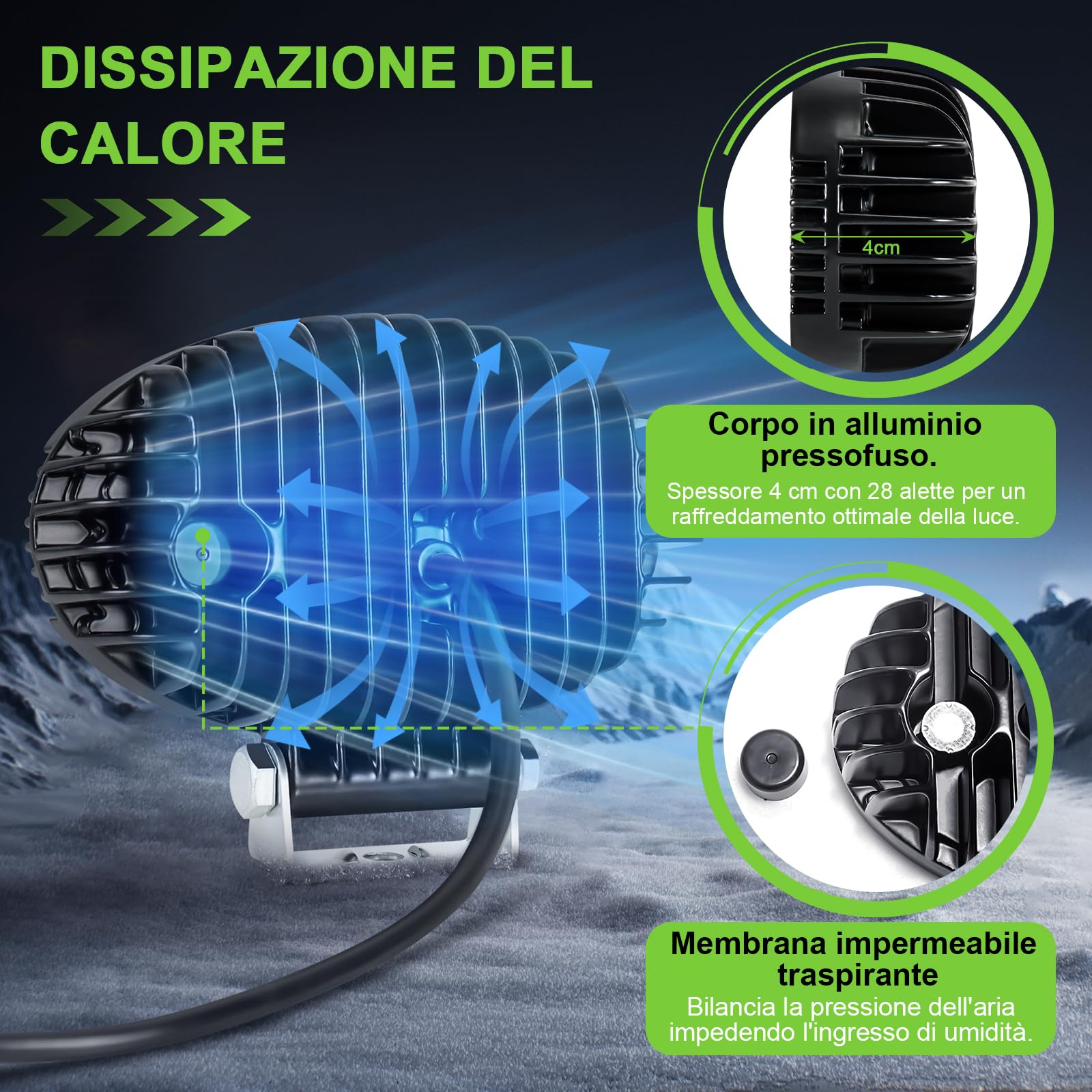 2PCS Faro di Inondazione da Lavoro Led, 6000K/3000K Giallo Bianco LED Fuoristrada a Fascio Largo Impermeabile IP67 Faretti LED per Camion Macchine Agricole Escavatori Rimorchi Furgoni