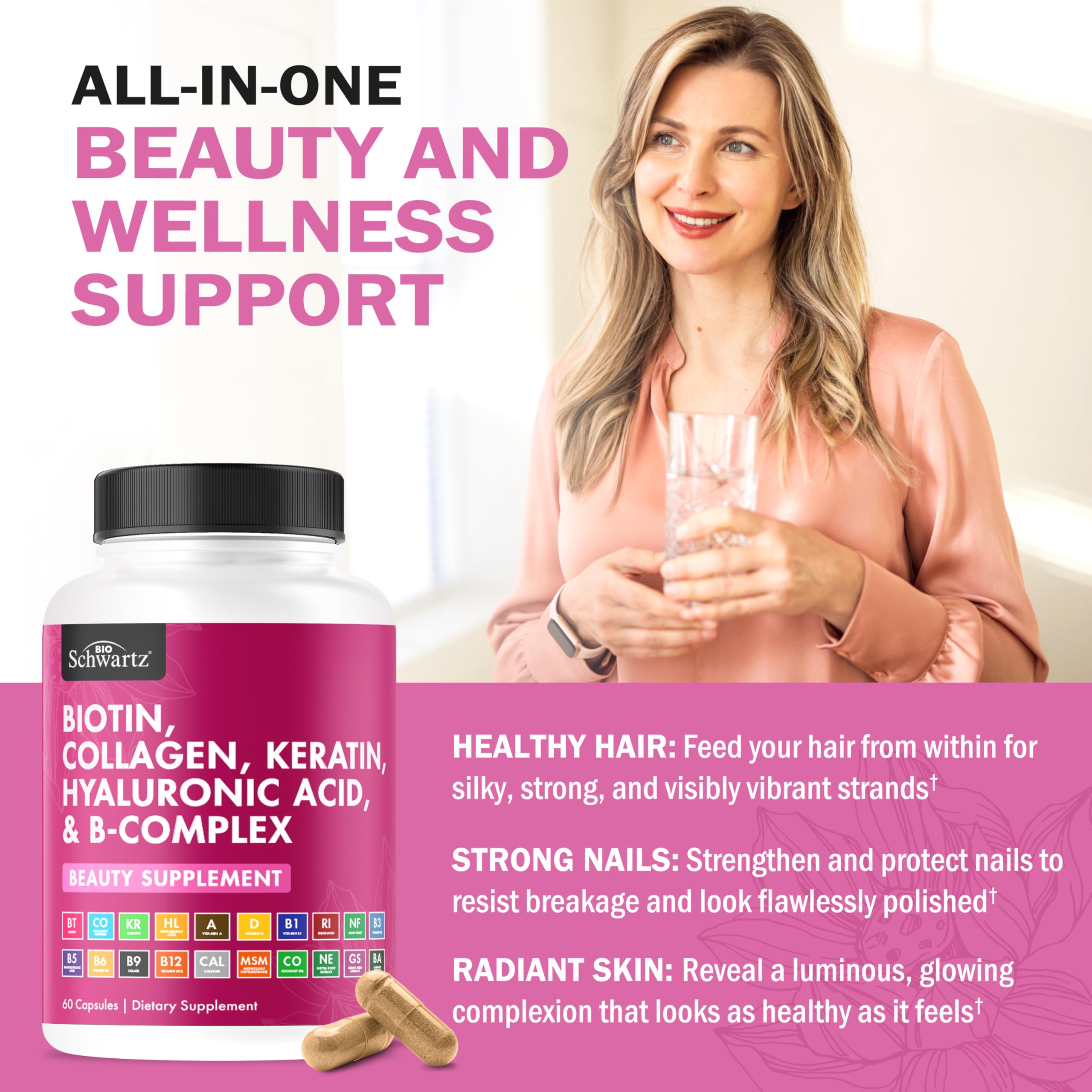 BioSchwartz Biotin Collagen Keratin Supplement - Hair Vitamins for Women — Amazon image 2