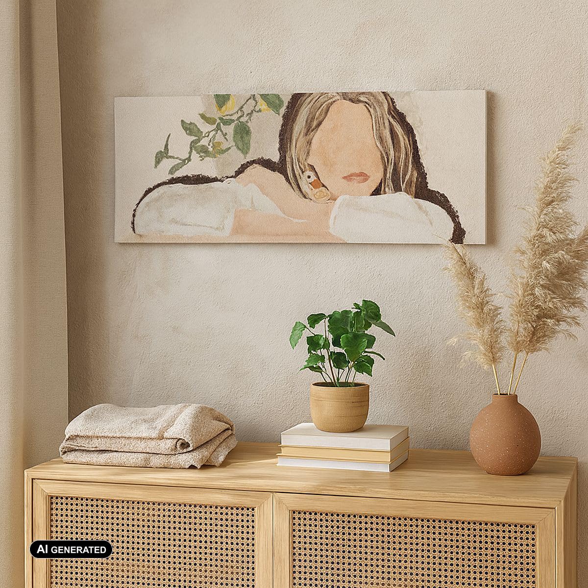 ARTTOR Cuadro Decorativo 100x40cm Moderno Panorámico Flores Personas - 6027