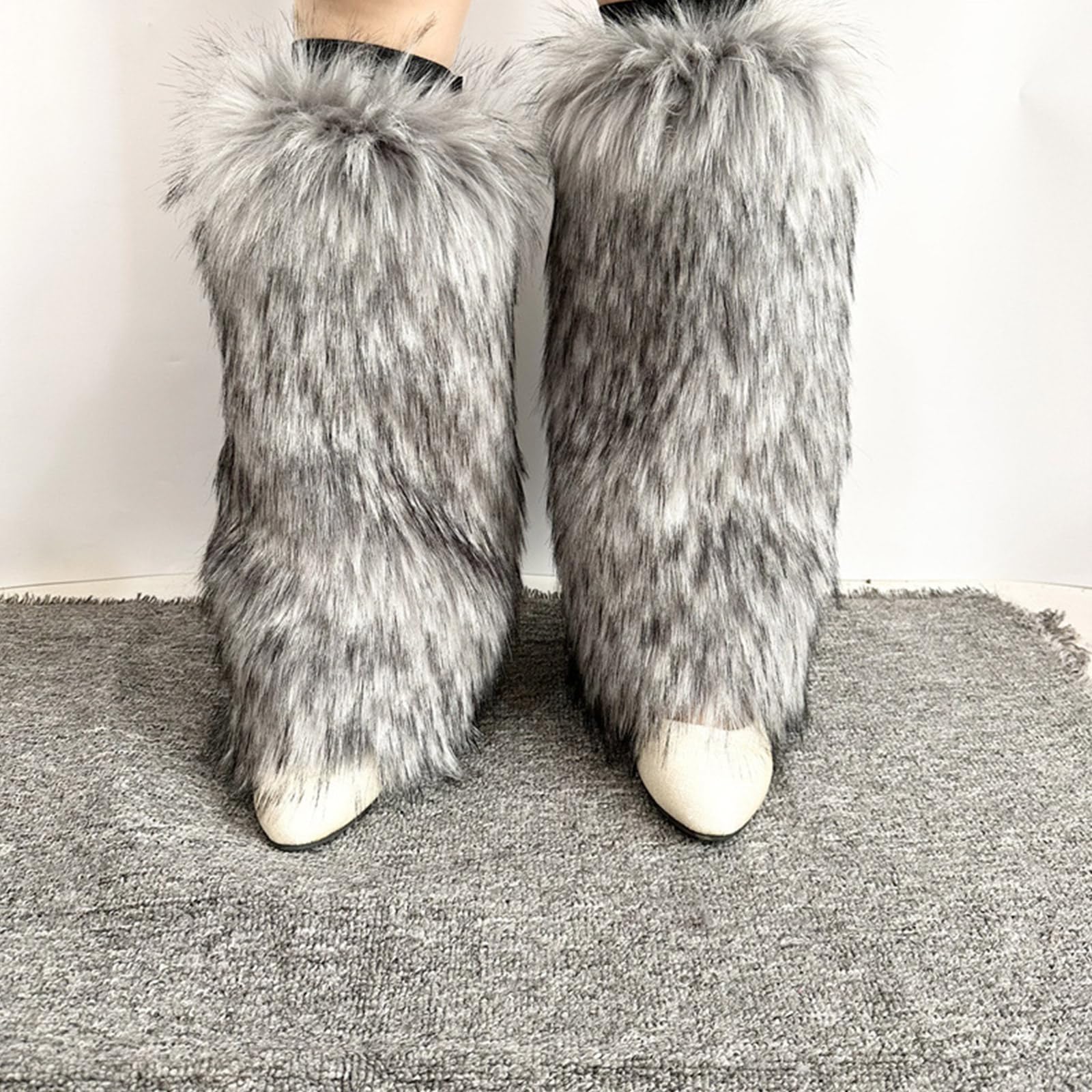 Calentadores de piernas de piel sintética para mujer, para invierno, cálidos, para botas, acogedores, Navidad, Halloween, fiesta, disfraz de cosplay