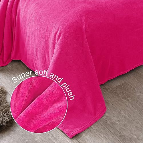 Miniatura 5 de Exclusivo Mezcla Manta de cama de terciopelo de franela de tamaño individual como colcha, cubrecama, funda de cama (90 x 66 pulgadas, rosa intenso)