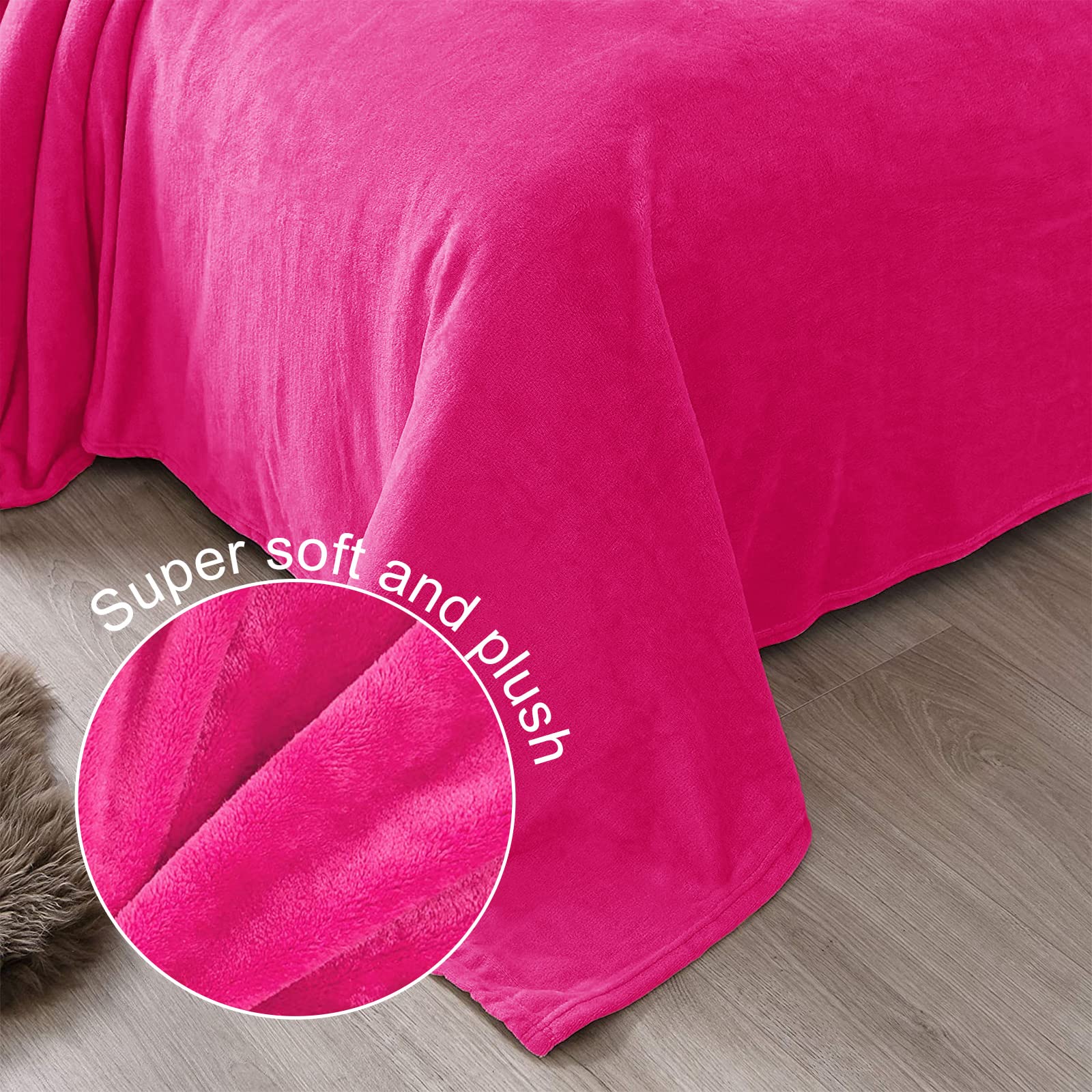 Exclusivo Mezcla Przytulny koc polarowy na kanapę, super miękki i ciepły koc na sofę, koc na porę roku, pluszowy i lekki, 150 x 200 cm, różowy (Hot Pink)