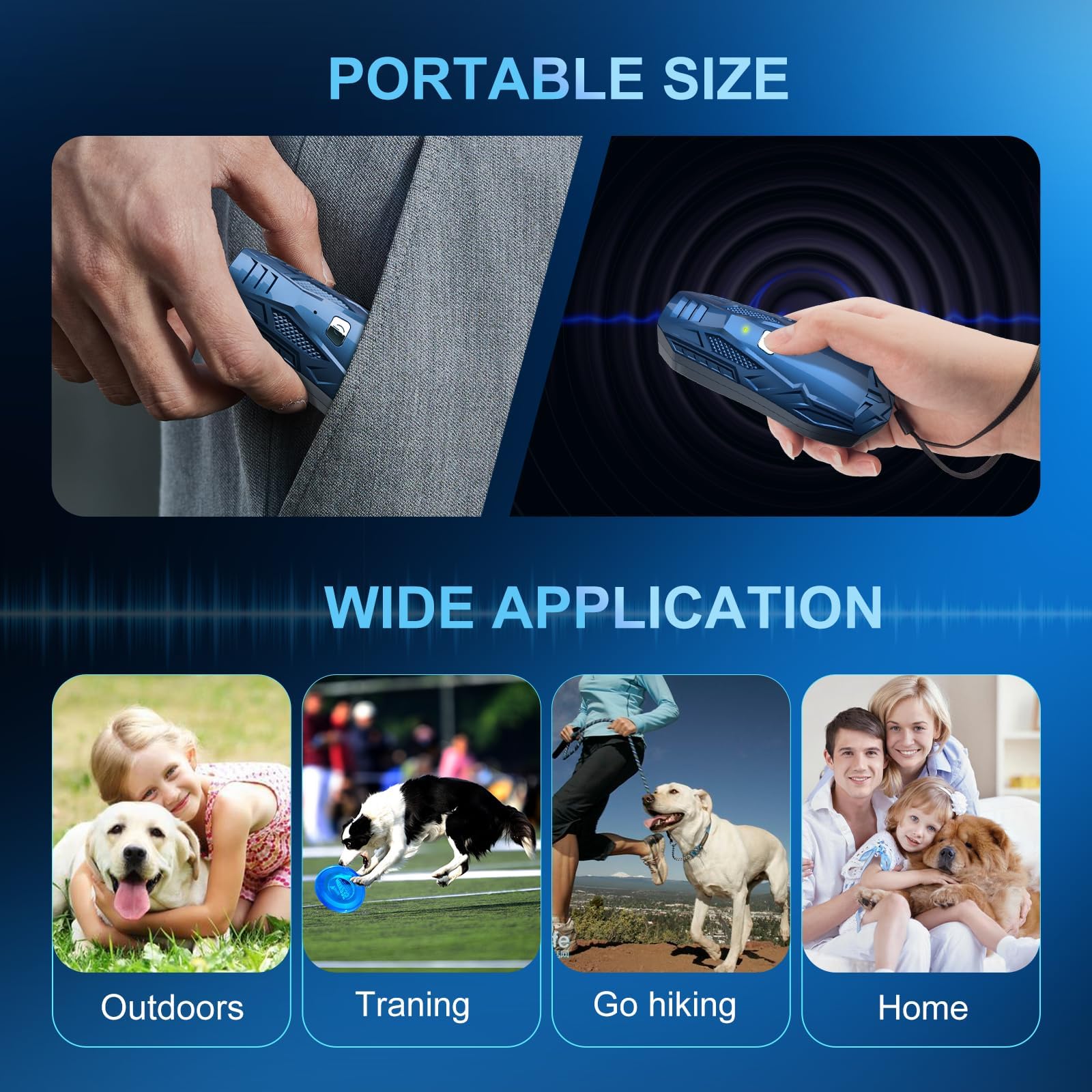 Antibell Ultraschall Gerät für Hunde, Anti Bell Gerät Hunde mit Variabler Frequenz 15-25kHz, Hundeabwehr Ultraschall 5m Reichweite, 1800mAh USB Wiederaufladbarer Ultrasonic Dog Trainer
