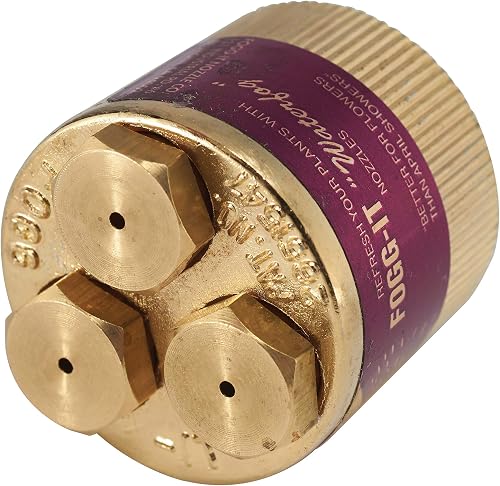 Fogg-It Mist Spray Nozzle with Brass Jets & Body, Perfect for Delicate Seedlings & Raising Humidty for Wilting Plants, Brass