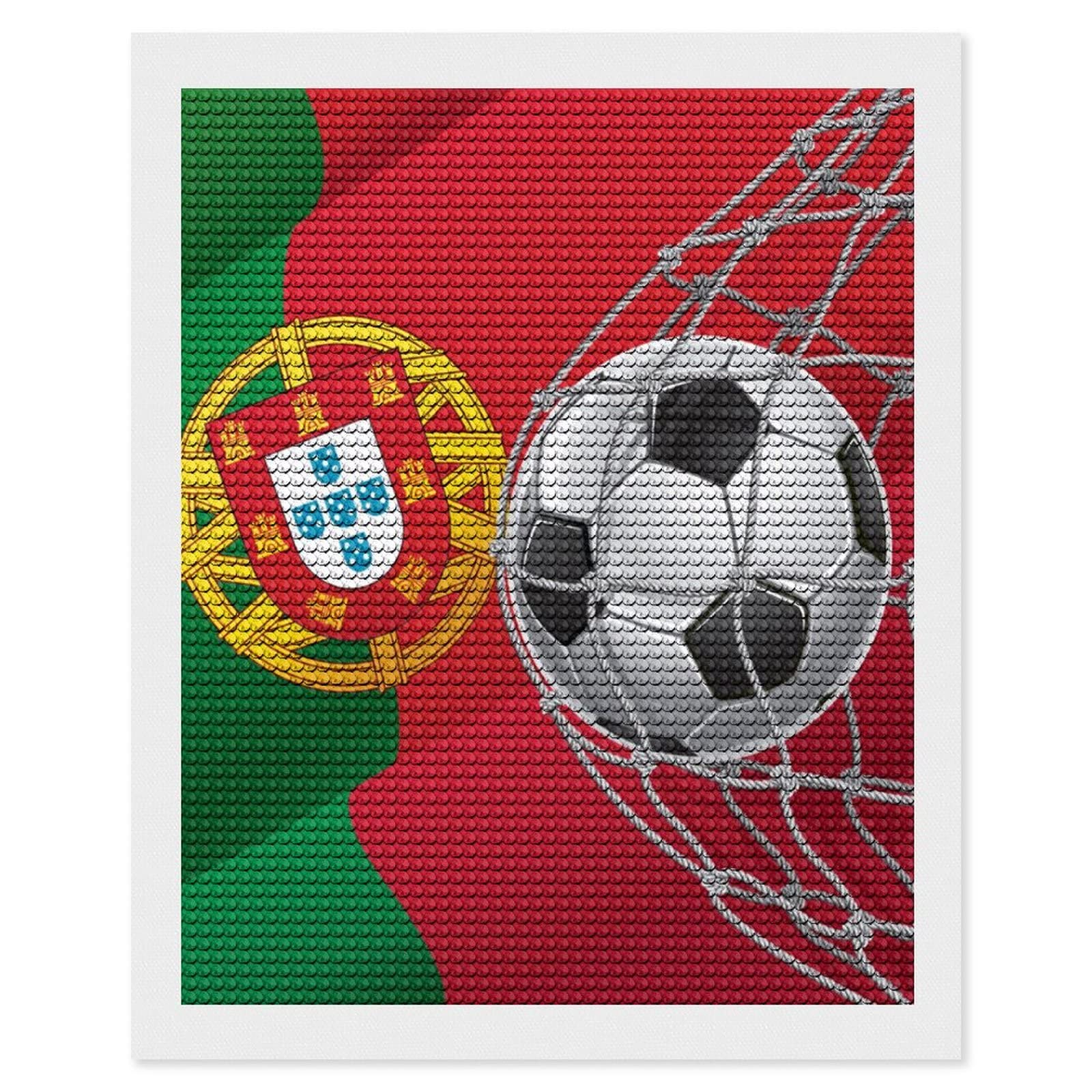 Portugal Flag Soccer Goa Round Diamond Wall Art Full Drill Painting Kits Home Wall Decoration Artwork Gifts