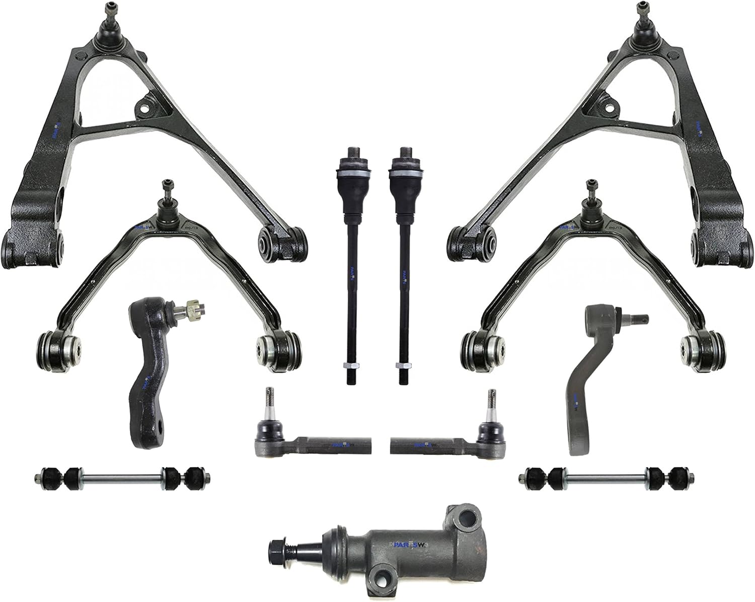 PartsW - 13 Pc Steering & Suspension Kit Control Arm & Ball Joints, Idler & Pitman Arms