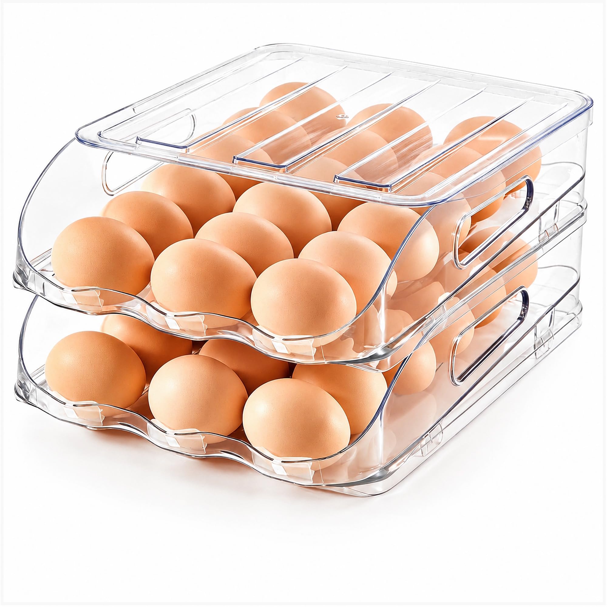 SMRCAD 36-Egg Holder for Fridge with Silicone Bumpers, Auto-Rolling Desigin