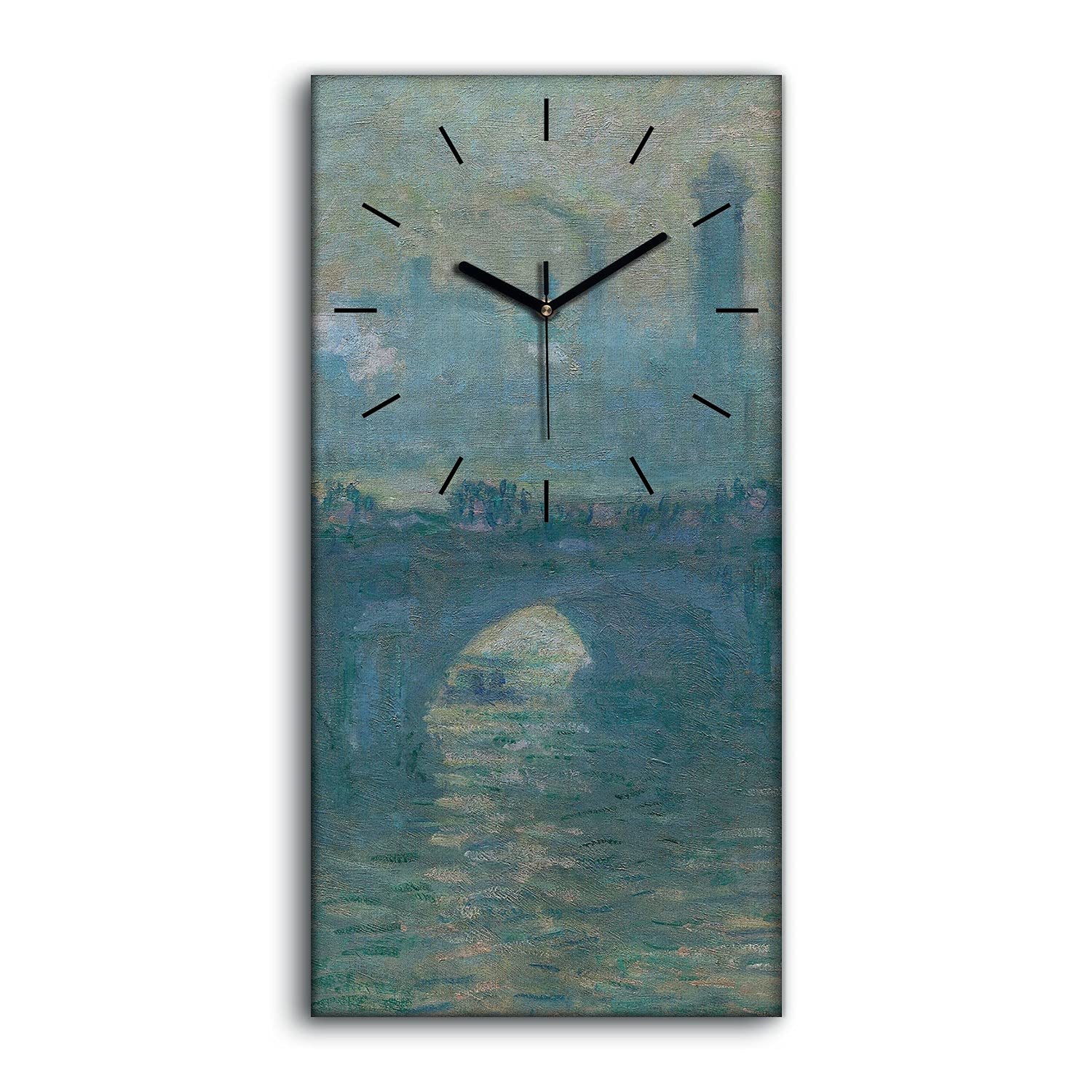 Horloge sur toile Coloray 30x60cm avec mains noires et motif Pont de Waterloo