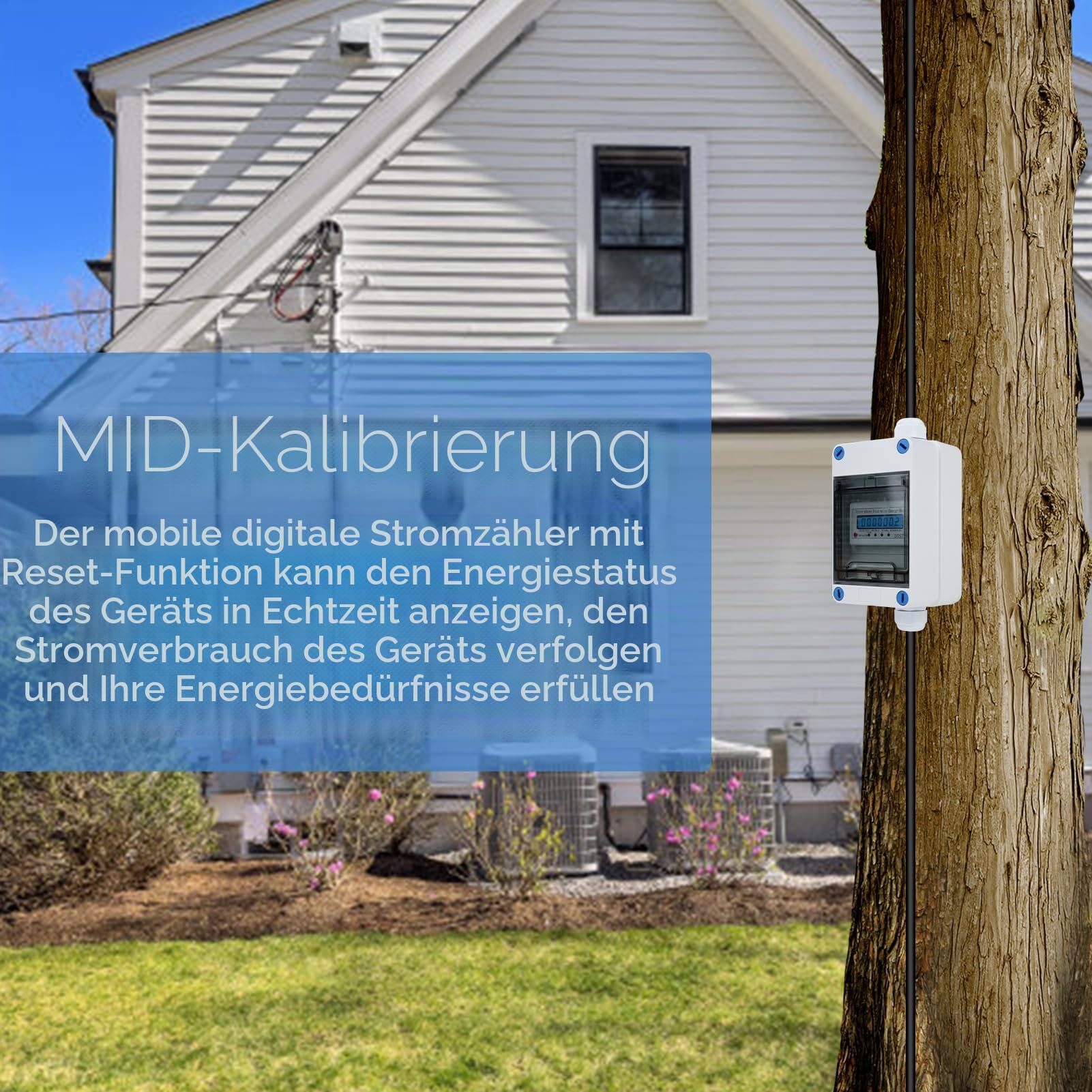 DEWIN 3 Phasen Mobiler Digitaler Stromzähler Drehstromzähler mit CEE Stecker und Reset 2m Kabel für Wohnmobile Elektrofahrzeuge und Camping 32A 3X 230V/400V