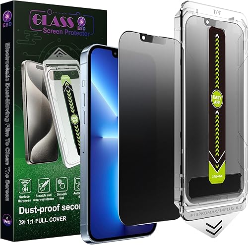 Miniatura 49 de Paquete de 2 protectores de pantalla mate antiluz azul para iPhone 15 Pro (6.1 pulgadas), vidrio templado 9H, antirreflejos, cobertura completa,