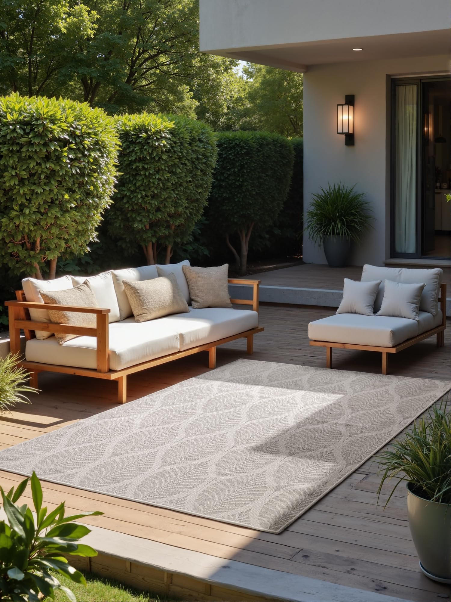 Tapis de terrasse lavable NORTHRUGS Liora gris et blanc