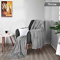 Vista 2 de Utopia Bedding - Manta de vellón de lujo, mullida, antiestática; manta de suave microfibra de 8.8 oz/yd² (300 g/m²) para sofá y cama; tamaño Gris