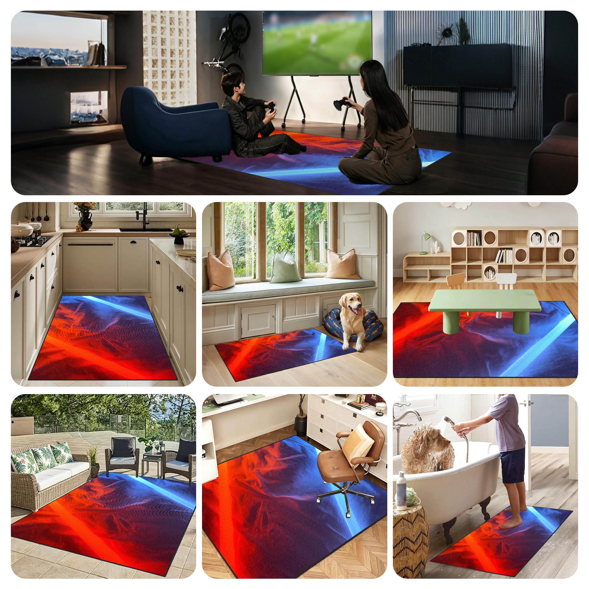 Zmywalny dywanik do pokoju zabaw, 100 x 120 cm / 39,37 x 47,24 cala Mata podłogowa na krzesło komputerowe do gier, mata sportowa, mata podłogowa dla graczy 3D do sypialni na krzesło biurowe