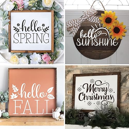 Miniatura 3 de Plantilla de bienvenida con plantillas navideñas para pintar sobre madera reutilizable, propios proyectos de bricolaje, regalos y más, plantilla de