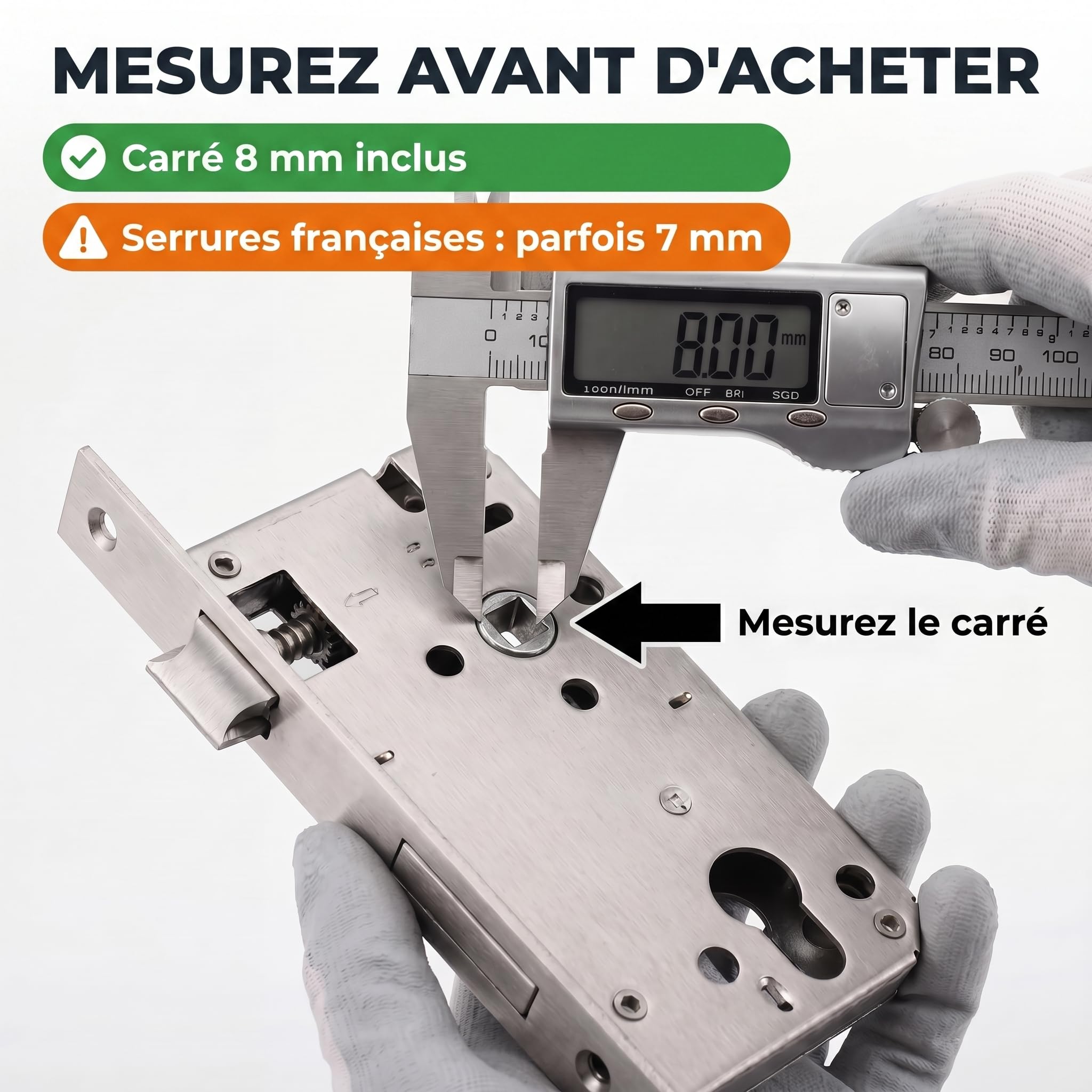 Gavroche Poignées de porte avec éléments en porcelaine - Ferrure de porte chromée polie - Poignée de toilette - Pour salle de bain - 1 jeu de poignées avec matériel de fixation