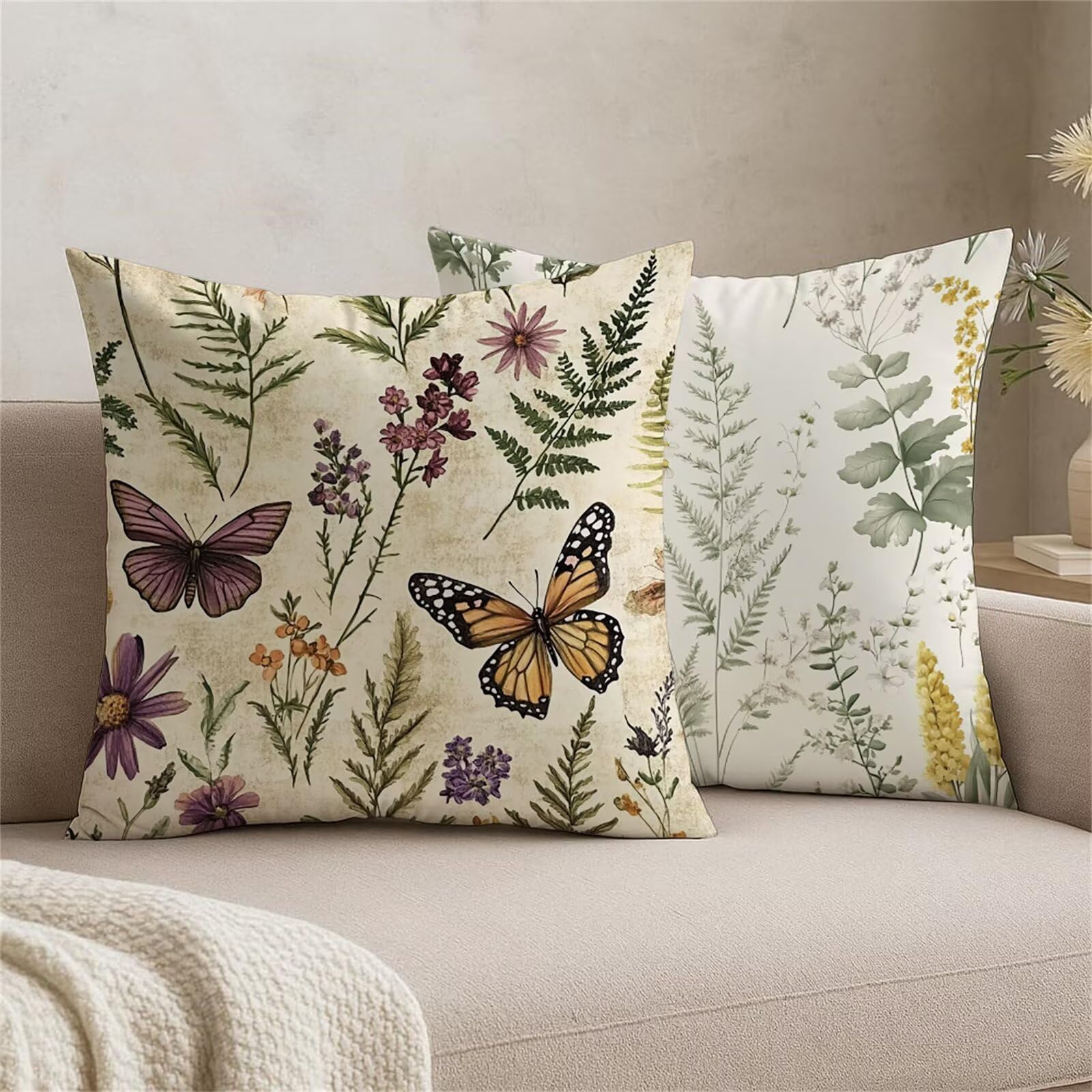 Fodere per Cuscini da Esterno 65x65cm Crema Federe Cuscini Divano Decorativi Set da 2,Morbido Velluto Copricuscini Mobili Cuscino con Cerniera Invisibile per Divano, Giardino Casa Decoro lj-490