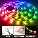 Ruban LED d'arrière-plan pour TV 6,56 pi, 2 m Ruban LED RGB pour TV de 40 à 60 po, Kit d'arrière-plan USB pour TV avec télécommande, Ruban LED étanche IP65 pour HDTV Chambre Moniteur PC Bureau