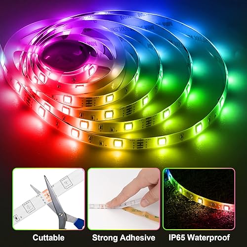 Miniatura 2 de HOUHUI Tira de luces LED para TV, luces LED RGB de 9.8 pies para TV de 32 a 50 pulgadas, control de aplicación, tira de luces de sincronización de